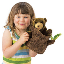 Load image into Gallery viewer, Bear in Tree Stump Puppet
