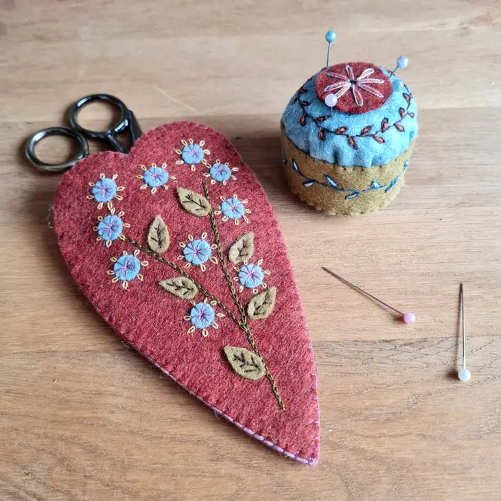 Embroidered Scissors Pouch and Mini Pin