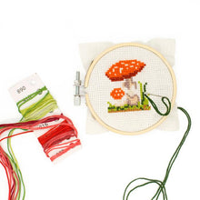 Load image into Gallery viewer, Mini Cross Stitch Embroidery Kit - Mushroom

