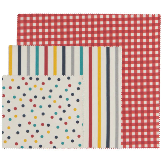 Gingham Dot and Stripe Beeswax Wrap (Set of 3)